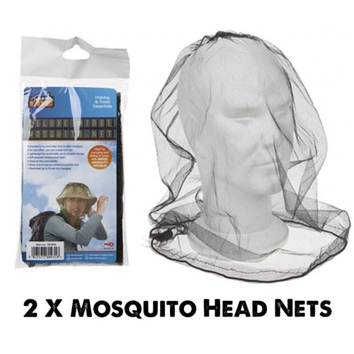 2 x Midge Mosquito Insect Hat Bug Mesh Head Net Face Protector Travel ...