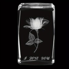 1pc Transparent Glass Display tions for Valentine's Day Rectangle with Rose