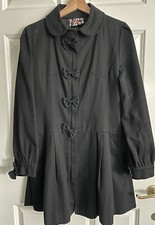 Living Dead Souls Gothic Korean Amsterdam Black Coat Dress Skull Bow Rock Biker