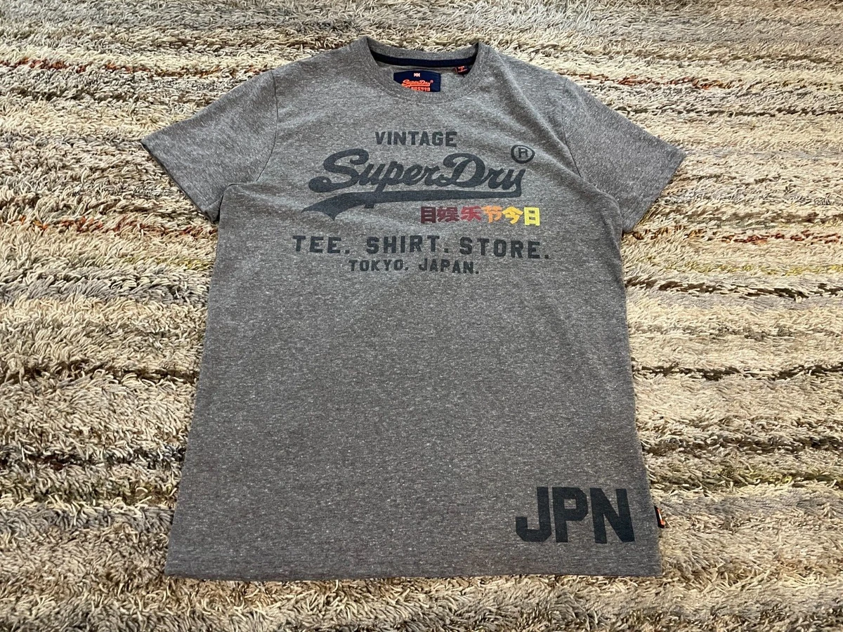 Tokyo Japan Tee Men\'s Superdry Cotton | Vintage Medium Short M Gray Sleeve eBay Shirt