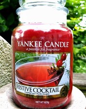 Yankee Candle Christmas "FESTIVE COCKTAIL" Large 22 oz.  WHITE LABEL RARE NEW