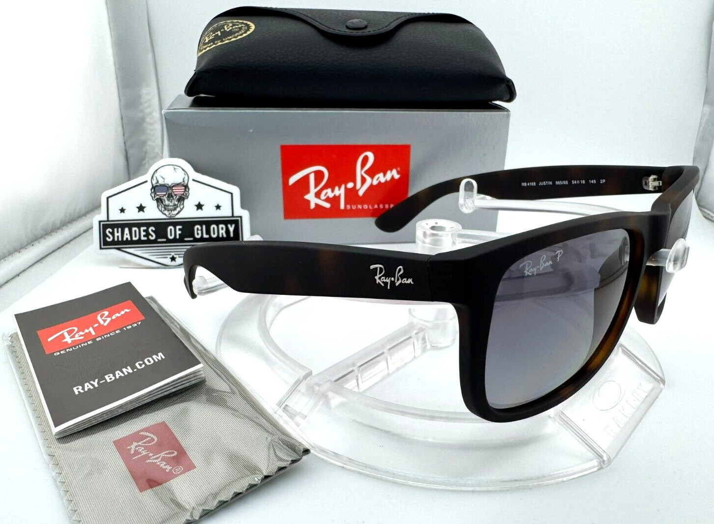 Ray-Ban Justin RB4165 Polarized Sunglasses - Rubber Havana Blue