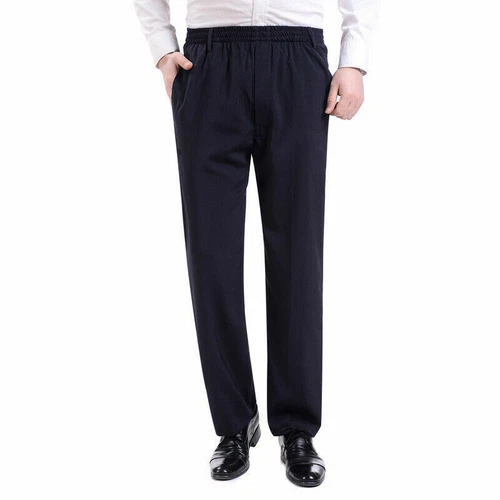 Hombres Pantalones Pantalones Pierna Recta Cintura Elástica Negocios Formales Sueltos Verano Negro - Imagen 5 de 19