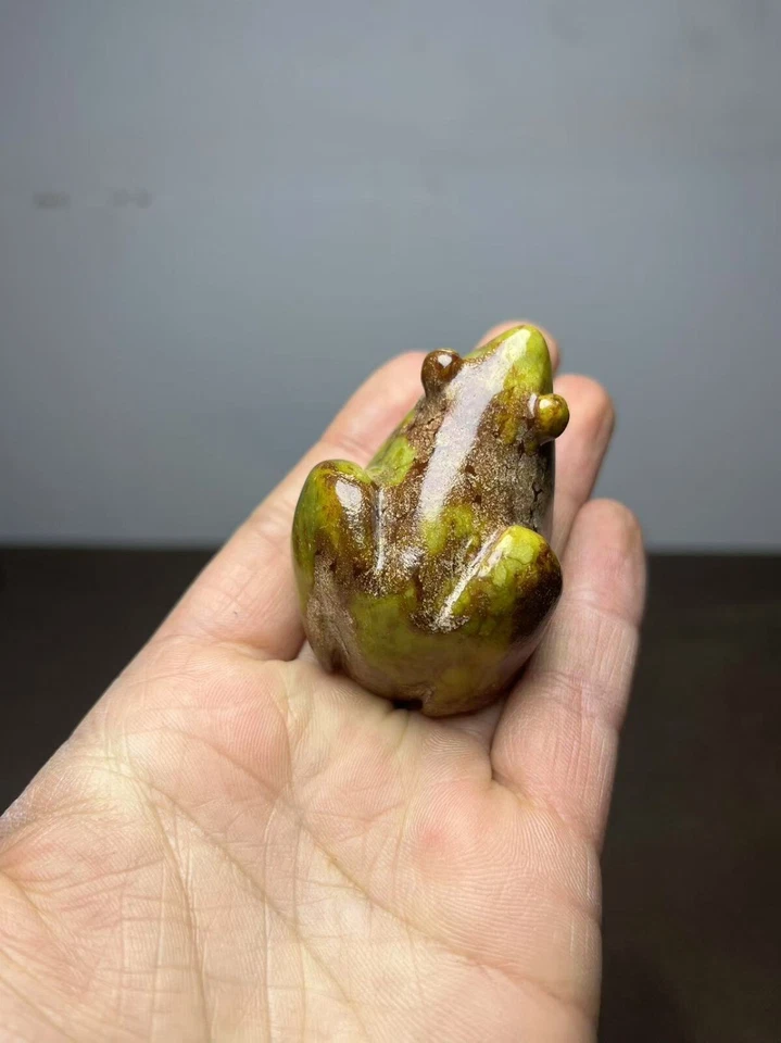 Raro China antiguo jade tallado fengshui riqueza animal rana estanque común rana estatua Foto 2 de 4