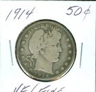 1914 BARBER HALF  VERY GOOD / FINE  RARE   .