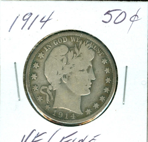 1914 BARBER HALF  VERY GOOD / FINE  RARE   .