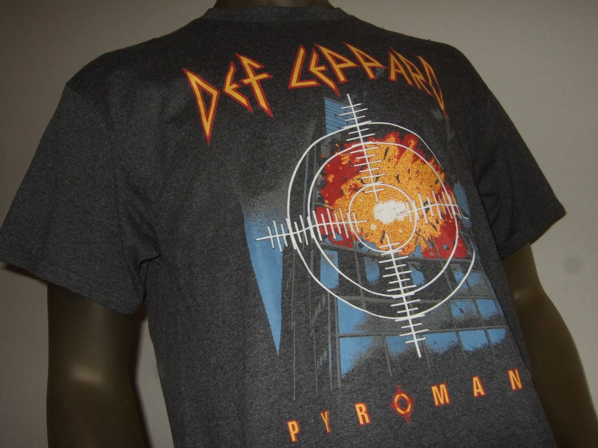 New Men s L XXL Gray Def Leppard Pyromania Target Logo Classic Rock Band T Shirt