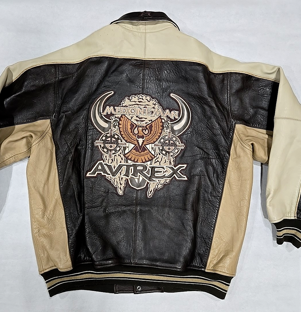 Avirex Medicine Man Vintage Leather Jacket size XL Brown Tan