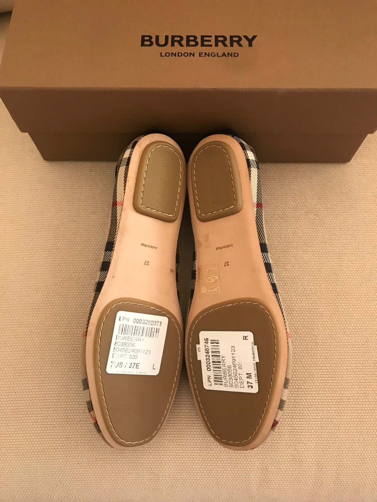 New Auth BURBERRY Shoes Flat Ballerina Grace Women Logo Check Canvas EU37 NWOB thumbnail 22