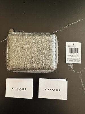 COACH Weekly Pill Box IN CROSSGRAIN LEATHER CP495 SV/METALLIC ASH