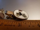 Vintage Set Of Cufflinks & Tie Tack Antique Ford Car White Cloisonne Enamel — photo 4