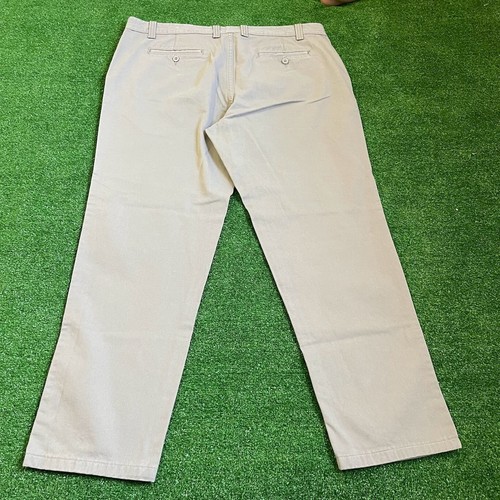 Custer Men's Flat Front Straight Leg Oxford Gray Chino Khaki Pants Size 40 - Picture 7 of 9