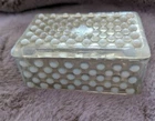 Vintage Moonstone Opalescent Hobnail Depression Glass Trinket Box w/ Cover