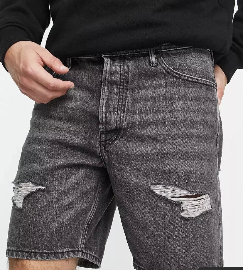 Mens distressed hotsell black shorts