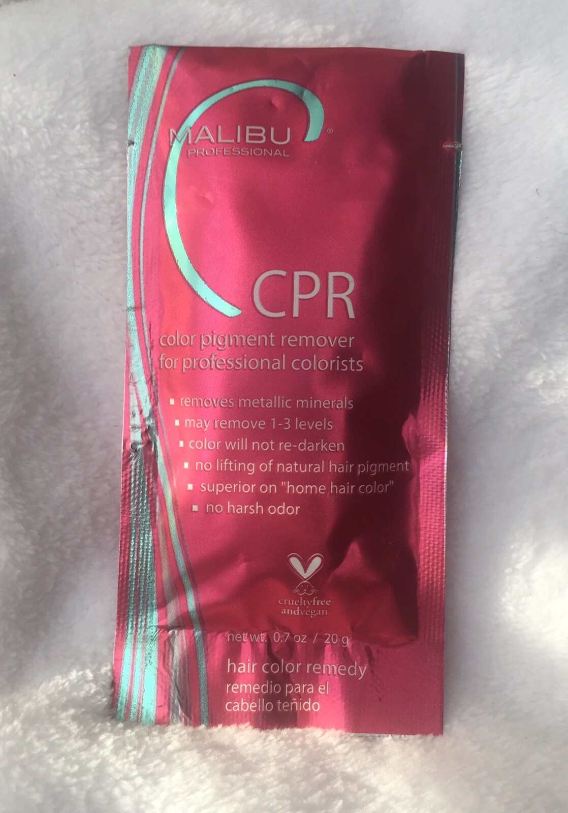 4 Malibu CPR Color and Stain Remover Correction Packets and 4 Processing Caps