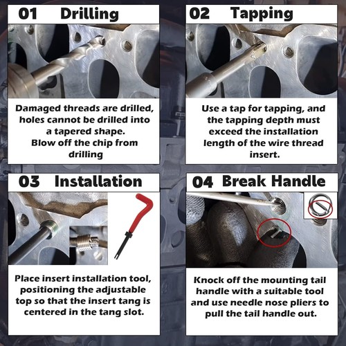 1420 Engine Cylinder Head Bolt Repair Tool Kit M11.5mm x 1.5 For Honda