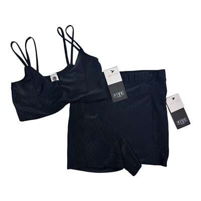 NWT Five Dancewear Paradise Rib BRA & SHORT (Laci X Five), Black, Medium Adult