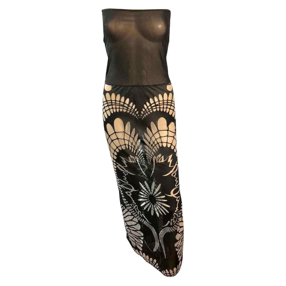 Jean Paul Gaultier Soleil S/S 2001 Logo Semi-Sheer Bodycon Mesh