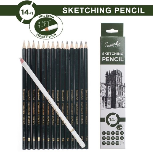 15PCS/Set Graphite Painting Pencil Wood White Charcoal Pen School Art Supplies