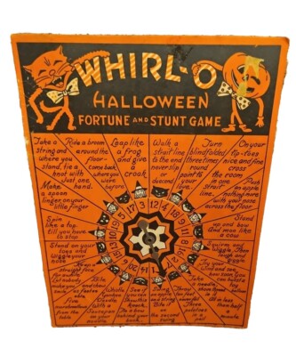 Whirl-O Halloween Fortune and Stunt Spinner Game w/ Fortunes by Sandra Pearl Vtg