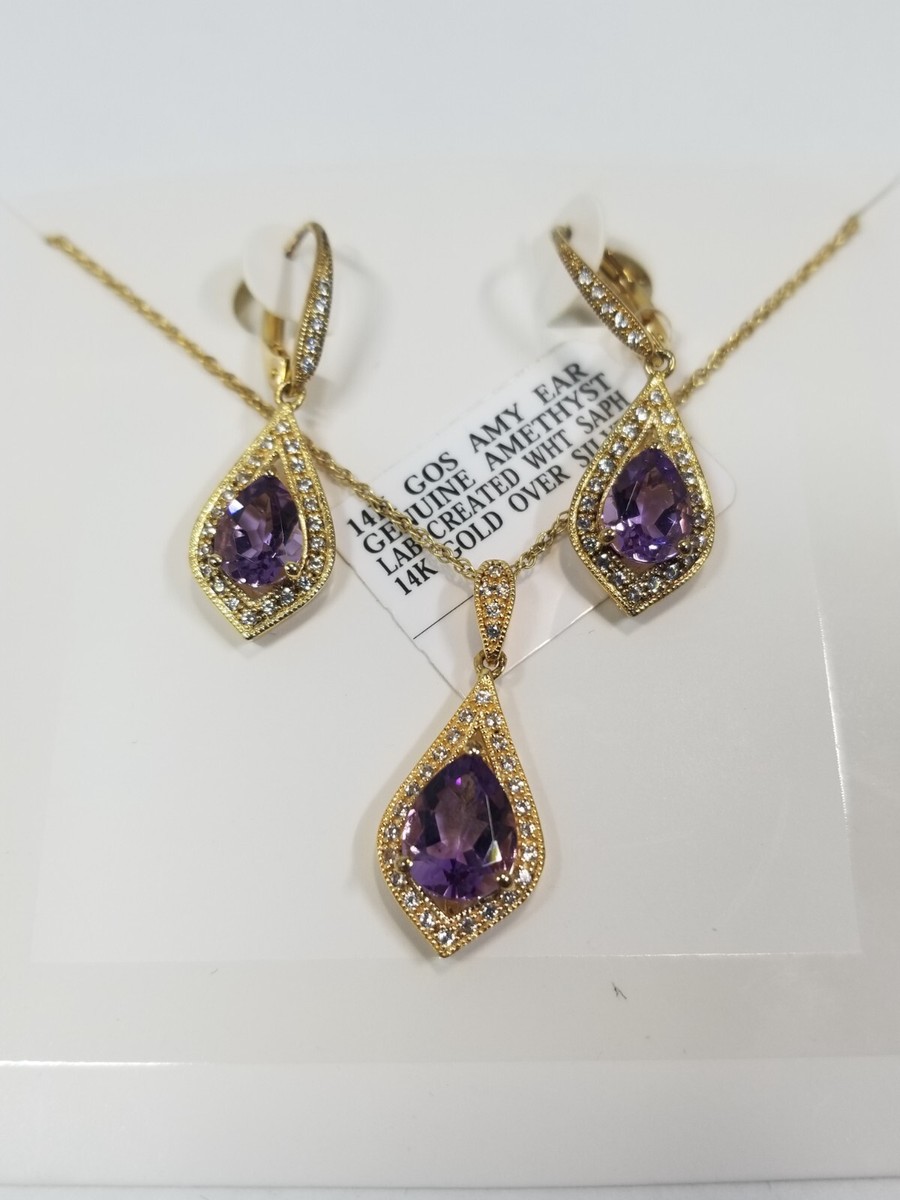 14k gold ON 925 amethyst PENDANT ON 14K GOLD OVER STERLING SILVER 18