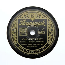 LIONEL HAMPTON & HIS ORCHESTRA "Adam Blew His Hat" (E+) BRUNSWICK 03864 [78 RPM]