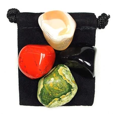 FACING CHALLENGE Tumbled Crystal Healing Set = 4 Stones + Pouch + Description