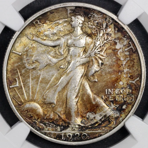 1920-S Walking Liberty Half Dollar Coin NGC AU-58 Golden Toning Fifty Cents US