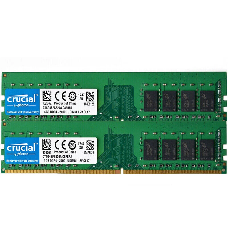 Crucial DDR4 8GB 2400Mhz PC4-19200 288pins Desktop Memory Dimm Ram 2X4GB - Image 3 of 4