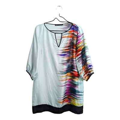 Zara Mint Green Multicolor Striped Dress Loose Fit Lightweight Long Sleeve  M | eBay