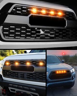 SAYFUT Grill LED Raptor Lights 4 PCS Upgrade TRD Pro Raptor Style Amber Lens LED Grille Light For 2016-2021 Toyota Tacoma