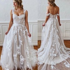 Gorgeous A-line Wedding Dress with Straps Off the Shoulder Sweetheart Lace Dress
