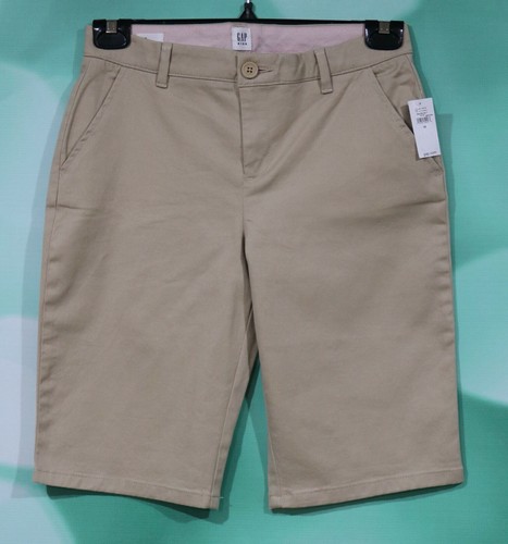 NWT Gap Kids Girls Wicker Beige Adjustable Waist Bermuda Uniform Shorts Size 16 - Picture 2 of 3