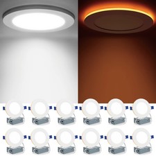 12 Pack 4 Inch 5CCT LED Canless Recessed Lighting with Night Light, 2700K/300...