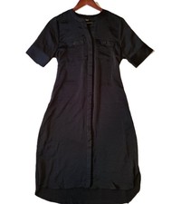 Simply Vera Vera Wang Black Belted Shirt Dress Button Up Size S