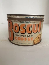 Vintage Boscul Coffee Tin 1 lb., Cool Graphics, Wm S Scull Co., Camden, NJ