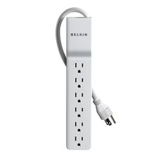 Belkin BE106000-2.5 6 Outlet Home/Office Surge Protector - 2.5 foot Cable -White