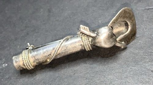 STERLING SILVER 925 lot Brooch U1 Heart Arrow Flower Holder Vintage Vase Rope