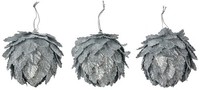 Clayre & Eef Weihnachtsdeko Blume 3Er-Set Silber Ø 8X8 Cm