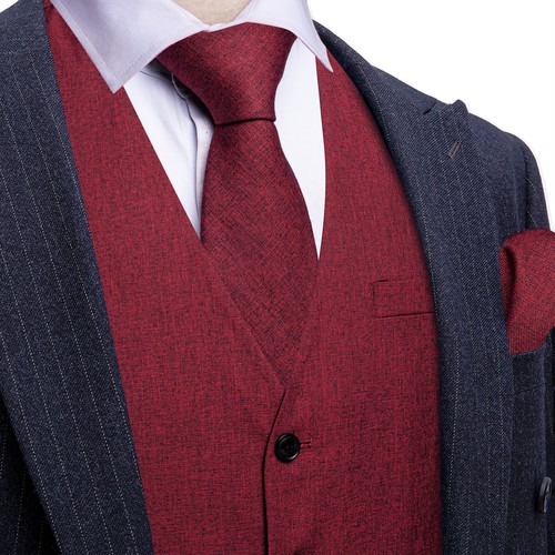 Men's Tuxedo Vest & Bowtie/Necktie Set, Classic Formal Waistcoat Paisley Floral - Picture 8 of 224