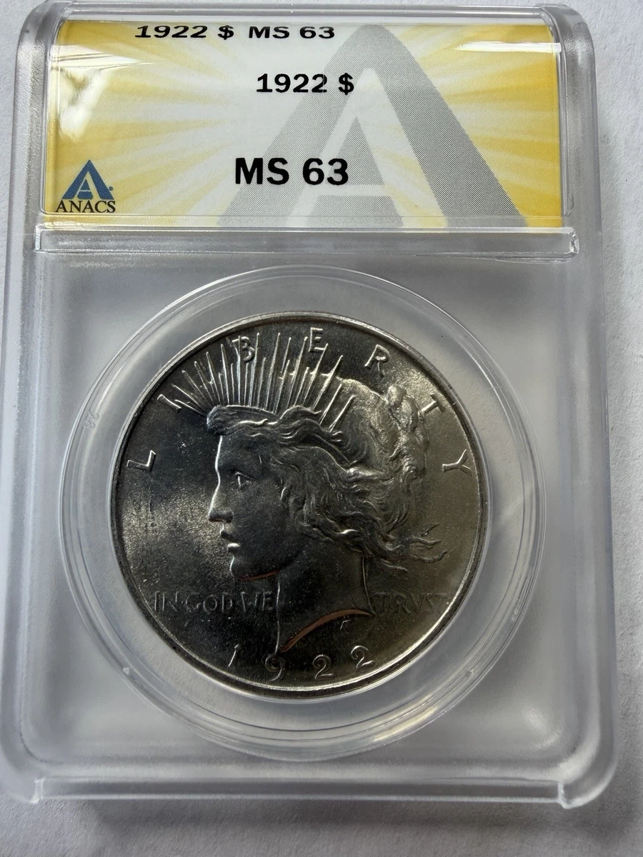 マイケルマイヤーズ　　メダル　シルバー 1922 Year Grade MS 63 ANACS Certified Peace Dollars (1921-1935