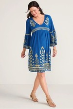 Soft Surroundings Zaneta Dress Size Large Petite Embroidered Gauzy Boho Artsy