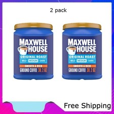 Maxwell House Original Roast Ground Coffee, 38.2 oz Canister, Medium, 2 pack
