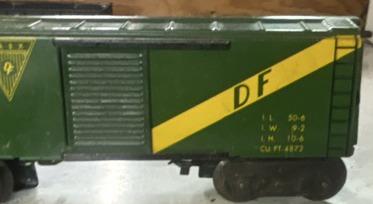 American Flyer O Gauge GAEX 1950 Box Car Green Yellow Metal 3-Rail Analog