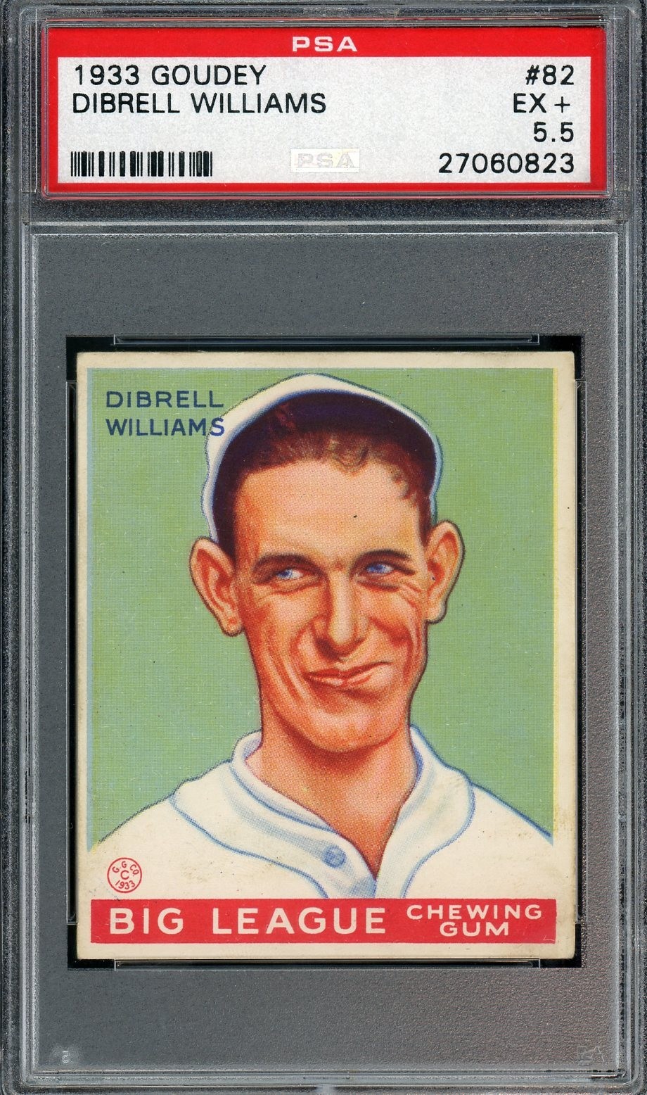 1933 GOUDEY #82 DIBRELL WILLIAMS PSA 5.5 NICE CARD view 1