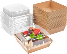 LATERN 50Pcs Cake Slice Boxes with Clear Lids, 12CM Oil-Proof Paper Charcuterie
