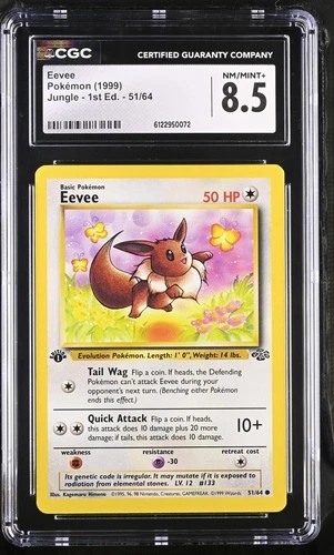CGC 8.5 Eevee 1999 Jungle 1st Edition 51/64 Pokemon Card