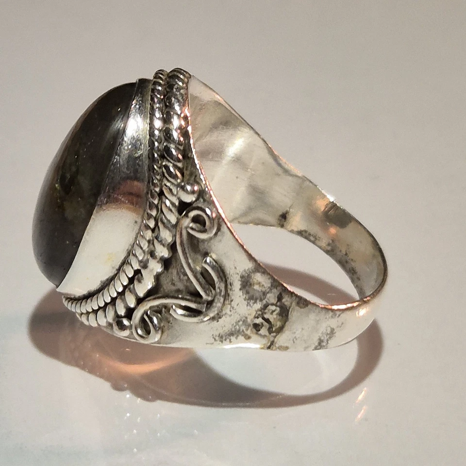 Ring 925er Sterlingsilber • Labradorite Edelstein Vintage Silberring Silverring - Bild 4 von 4