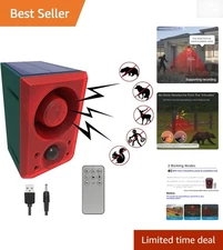 130db Outdoor Motion Sensor Alarm with Dog Barking/Gunshot Sounds & USB Charging