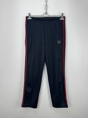 Fred Perry Track Pants Mens Size M Navy Blue Red Stripe Trousers  Sportswear